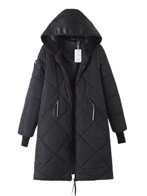 Stitching Leather Hooded Coats