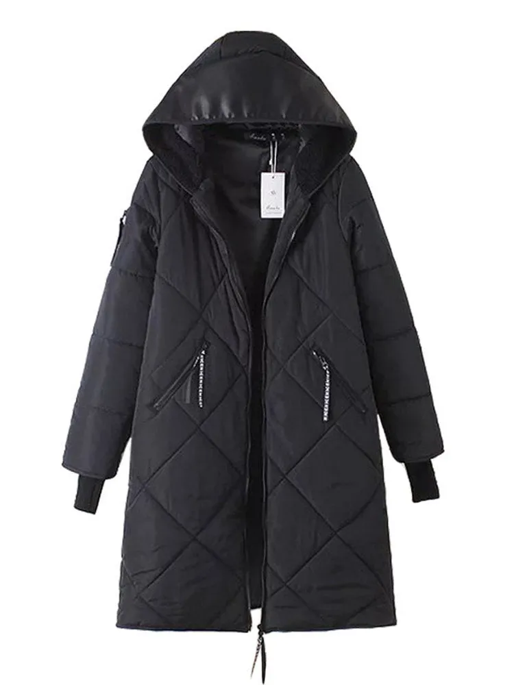 Stitching Leather Hooded Coats